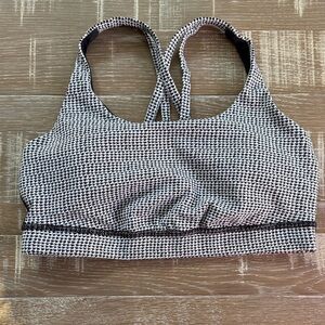 Lululemon Tiny Teeth White Black Houndstooth Energy Sports Bra 10